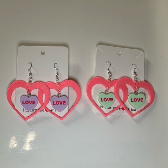 Handmade Jewelry - Handmade Heart Candy Love Earrings NEW